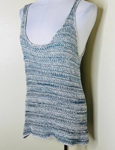 Vince Linen Silk Tank Top MEDIUM Woven Knit Scoop Neck Racerback Beach Crochet