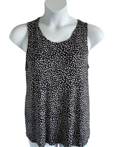 Nine West Soft Spun High Neck Swing Tank Blue Print Sz XL