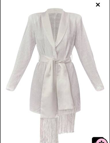 Pretty Little Thing White sequin blazer dress