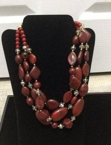 Sophia& Kate Sophia And Kate Pierced Earrings Necklace Statement Chunky Acrylic Deep Red