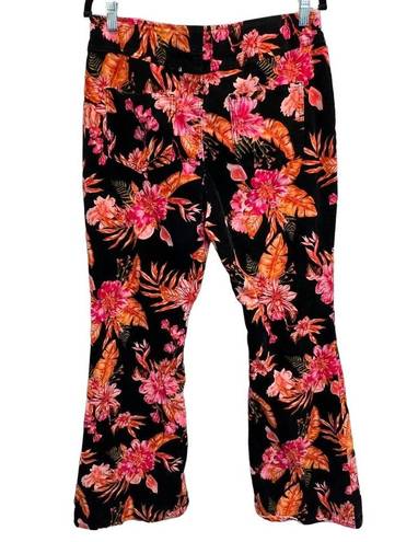 No Bo  Corduroy Floral Pants Size XL No Boundaries High Rise Flare Leg Cropped