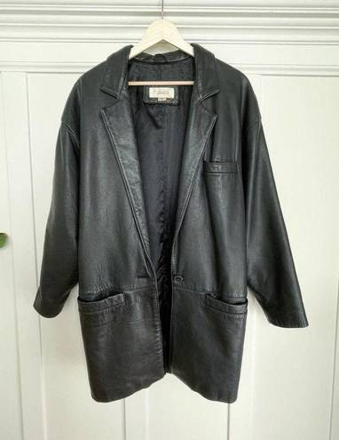 Cassidy Vintage 1980's Leather Blazer Coat Black Size Small