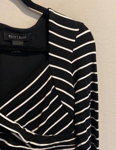 White House | Black Market 217- Black and White Striped Sheath Dress