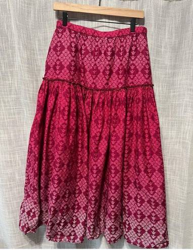 Coldwater Creek  Maxi Jacquard acid wash print damask paisley pink & white skirt