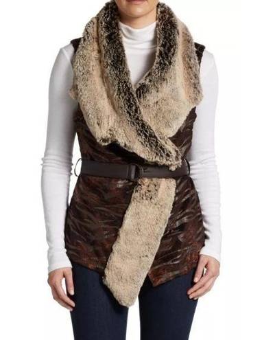 NWT $249 5/48 Draped Faux Fur Vest Brown Medium