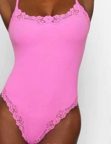 SKIMS Pink LACE Bodysuit 