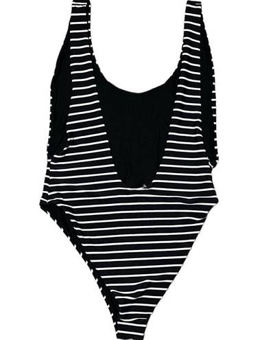 Aerie  Striped u-back high cut One Piece Bathing Suit women's extra large black