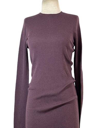 Amethyst RICK OWENS Ribbed Long Sleeve Dress in  Large Womens Maxi Knit Bodycon