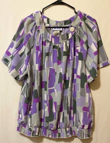 Blair NWOT  Top SIZE Lrg (Purple, Olive & Taupe Green)