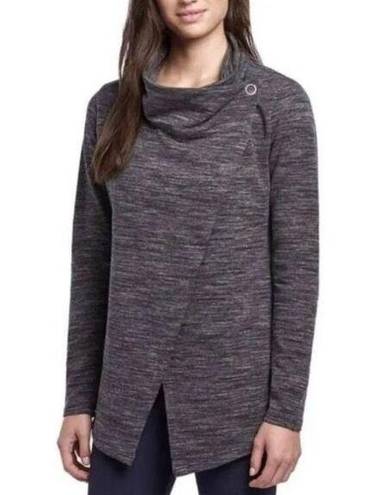 Danskin Womens  French Terry Bliss Yoga Wrap Athletic Jacket in Charcoal - Sz S