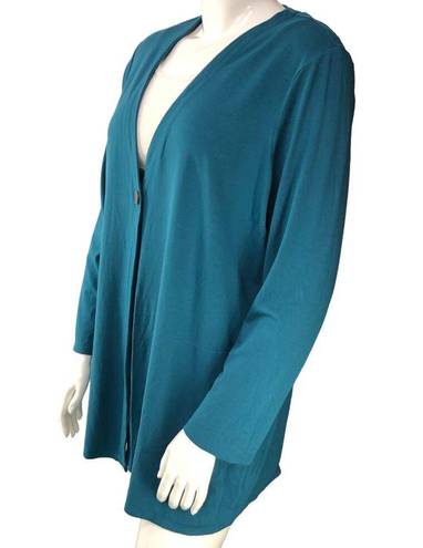 J.Jill  Wearever Collection Womens Size XL Teal Cardigan Sweater Single Button