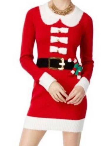 ma*rs Juniors Red Christmas . Santa Claus Tunic Sweater Dress Size Large