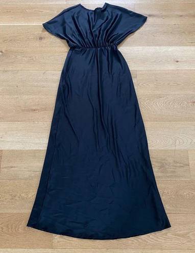 Renee C  Satin Empire Column Gown in Black