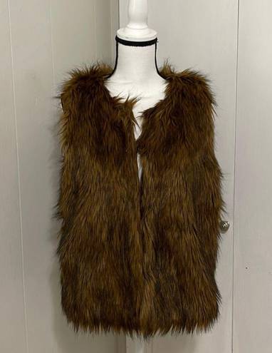 Poof ! Faux Fur Vest Brown M