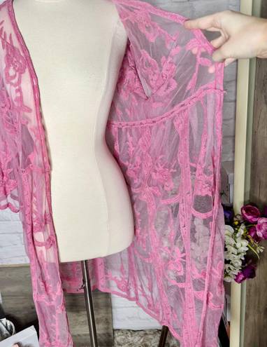 LC Lauren Conrad Lauren Conrad Pink Lace Kimono