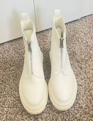 White Zip Up Booties Size 8