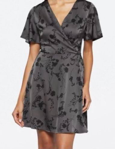 Scarlett 41 Hawthorn  Gray Black Floral Flutter Sleeve Mini Dress S Small NWT