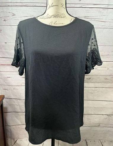 Paper Moon medium black t shirt with Lacy sleeves - 2420