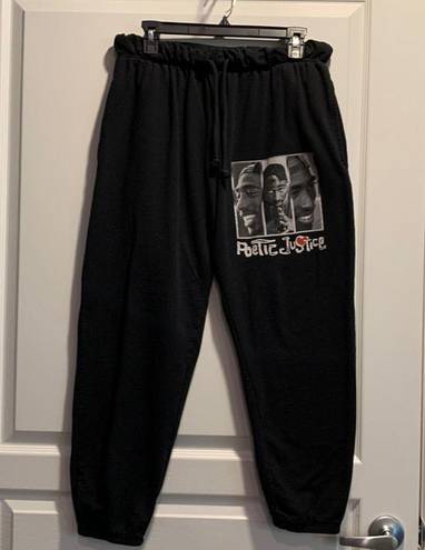 Justice Women's Poetic  Black Tupac Joggers Sweatpants Size Large GUC #7111