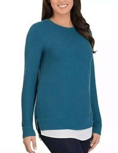 Hilary Radley  Heather Blue Knit Crew Neck Sweater