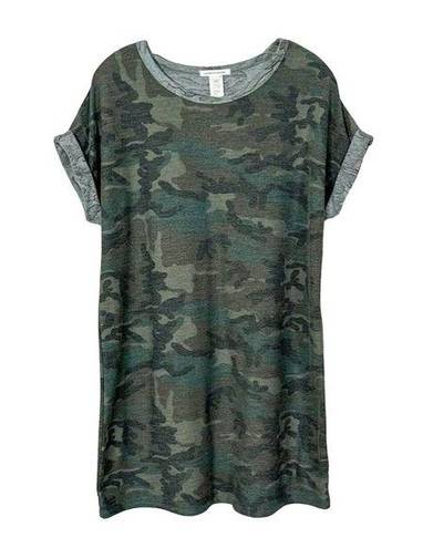 Caution to the Wind  Womens Crew Neck Short Sleeve Camo Dress Green Size Medium