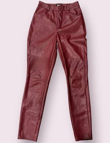 Missguided Faux Leather Burgundy Pants - Size 6