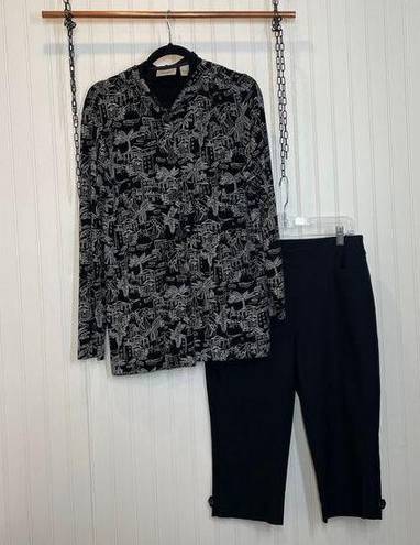 Chico's Chico’s Black Pullover Hoodie & High Waist Capri Shorts Bundle OF 2 Size 8