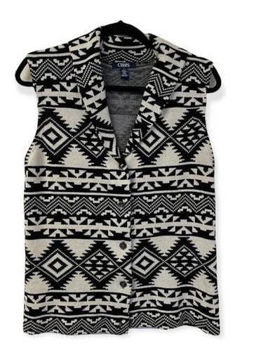 CHAPS  Black White Southwestern Patterned Vest M