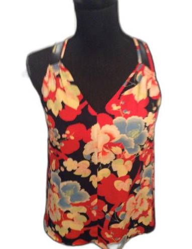 The Loft Anne Taylor SP Small Petite Floral Top Lined V Neck Spaghetti Straps