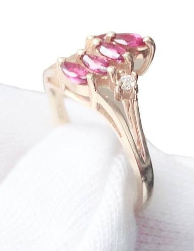 Ruby 14K YELLOW GOLD 5 MARQUISE SHAPE  RING SZ 5