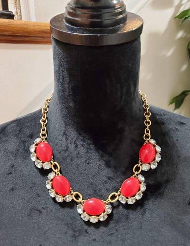 Stella & Dot  Red "MAE" Statement Necklace, Pre-owned 18"- 23"