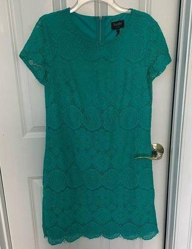 Laundry by Shelli Segal Laundry by Shelli Secal Floral Lace Lined Aqua Shirt Dress Sz 10