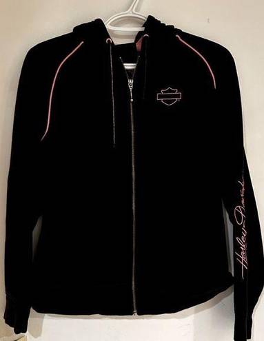 Harley Davidson  Women's Embroidered  Full zip sweatshirt Hoodie Black & Pink