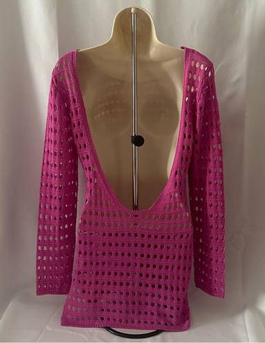 pink crochet dress cover up