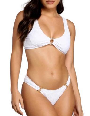 Cabana Del Sol  Women’s White Smocked Bikini Bottoms Size Large NWT