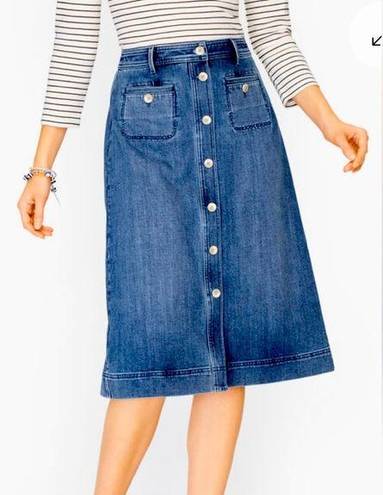 Talbots  Petite Stretch Denim Button Down Skirt Size 10P