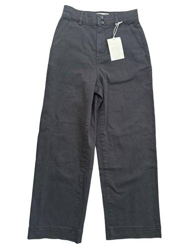 Everlane NWT  The Organic Crop Wide-Leg Twill Pant Black Size 4