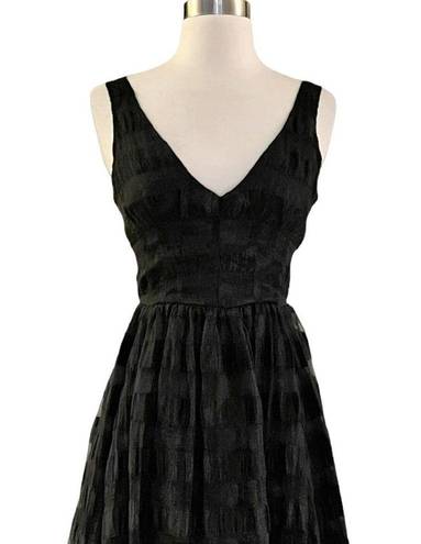 Tracy Reese  Fit and Flare Black Cocktail Dress Bubble Skirt Retro Party V-Neck 0