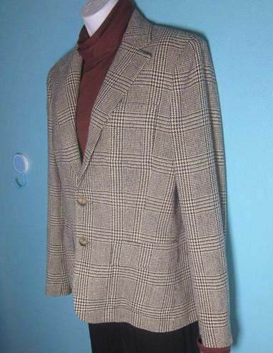 Polo  Ralph Lauren VINTAGE Silk Blazer Womens Size 10 Glen Plaid Houndstooth