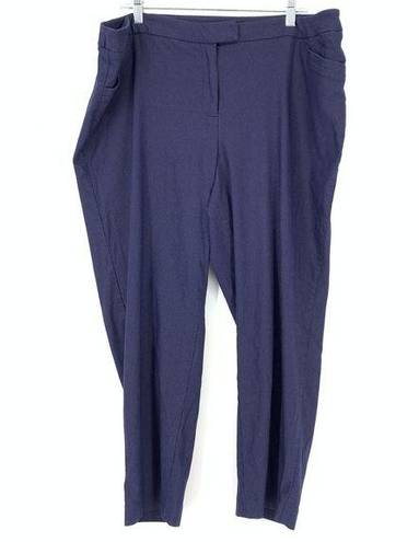 Lane Bryant  Pants Womens Size 24 Blue Pinstripe Trouser Mid Rise Pockets Cropped