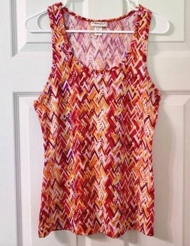 belle du jour  Citrus Orange White Chevron Tank Size Medium