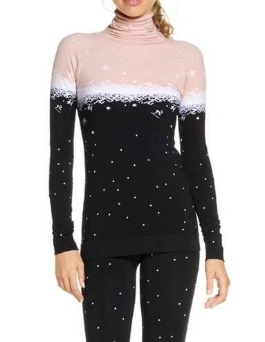 Sweaty Betty  Fade Pink Black Graphic Ski Snowboard Turtleneck Base Layer Top XS