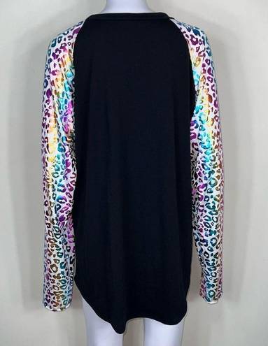 Acting Pro  Rainbow Metallic Leopard Raglan Sleeve Shirt