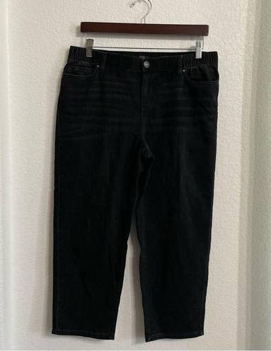 J.Jill  Pure Denim Womens Jeans Washed Black Relaxed Ankle Pull On Size Medium P