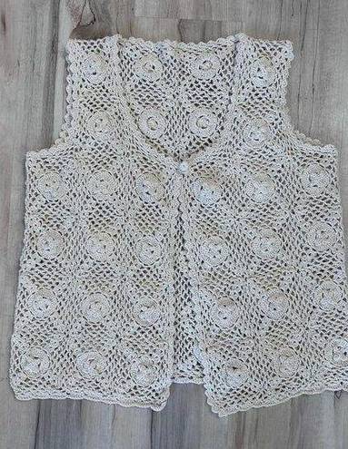 Crochet cream open knit sweater vest Size M