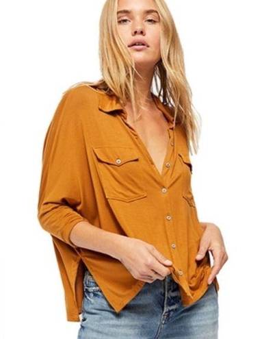 We The Free  Oversized Lightweight Button Down Collard Shirt