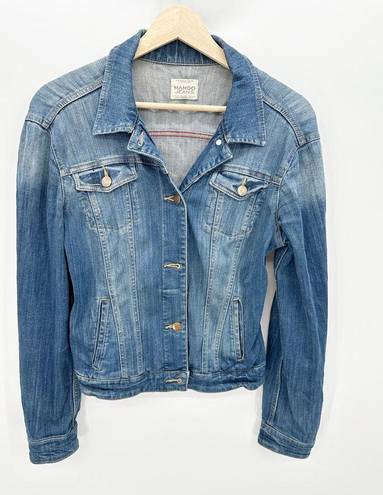 Mango  Jeans Medium Wash Blue Denim Button Down Jean Jacket Women's Size XX-Small