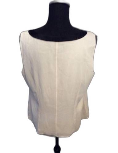 St. John  Large L Silk Tank Top Ivory Chiffon Sleeveless Camisole VNC