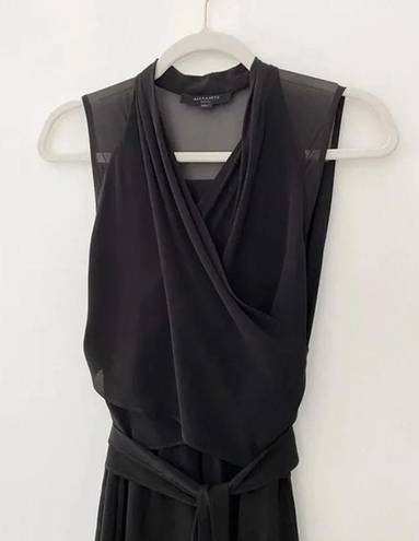 ALLSAINTS Odessa Crossover Waist Tie Dress Black Size S Retail $228