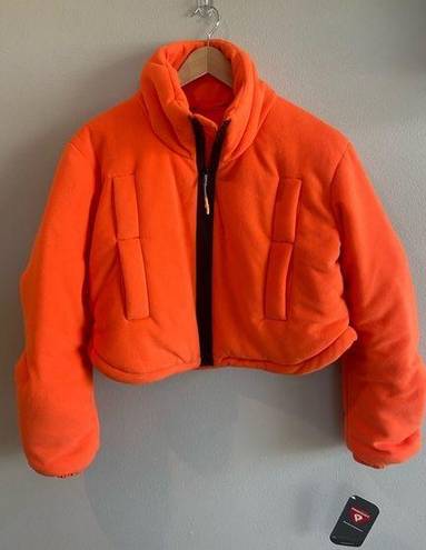 Free People Movement FP MOVEMENT Free People Neon Orange Puffer Jacket Cropped Insulated XS NWT